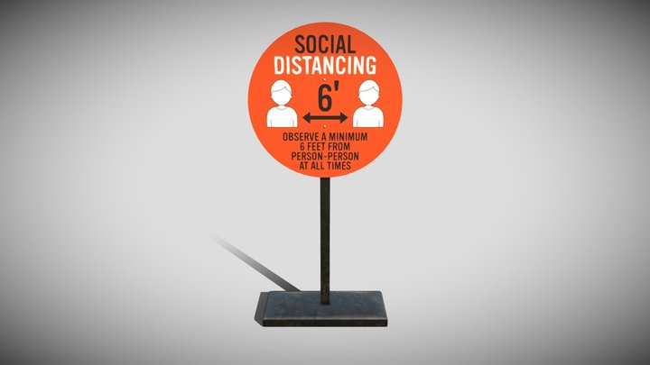 Social Distancing Signage 3D Model