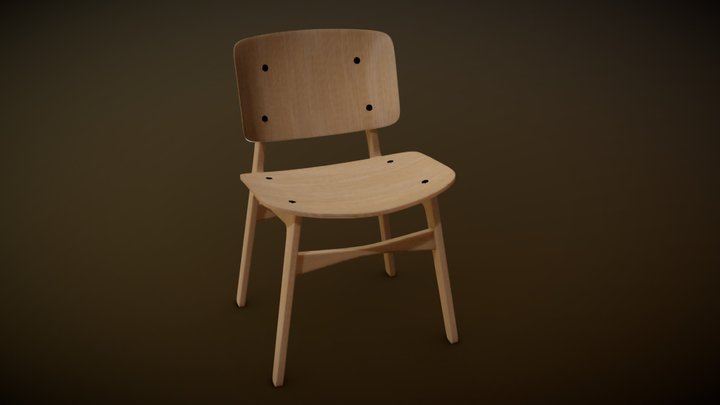 Simple Wood Chair 3D Model