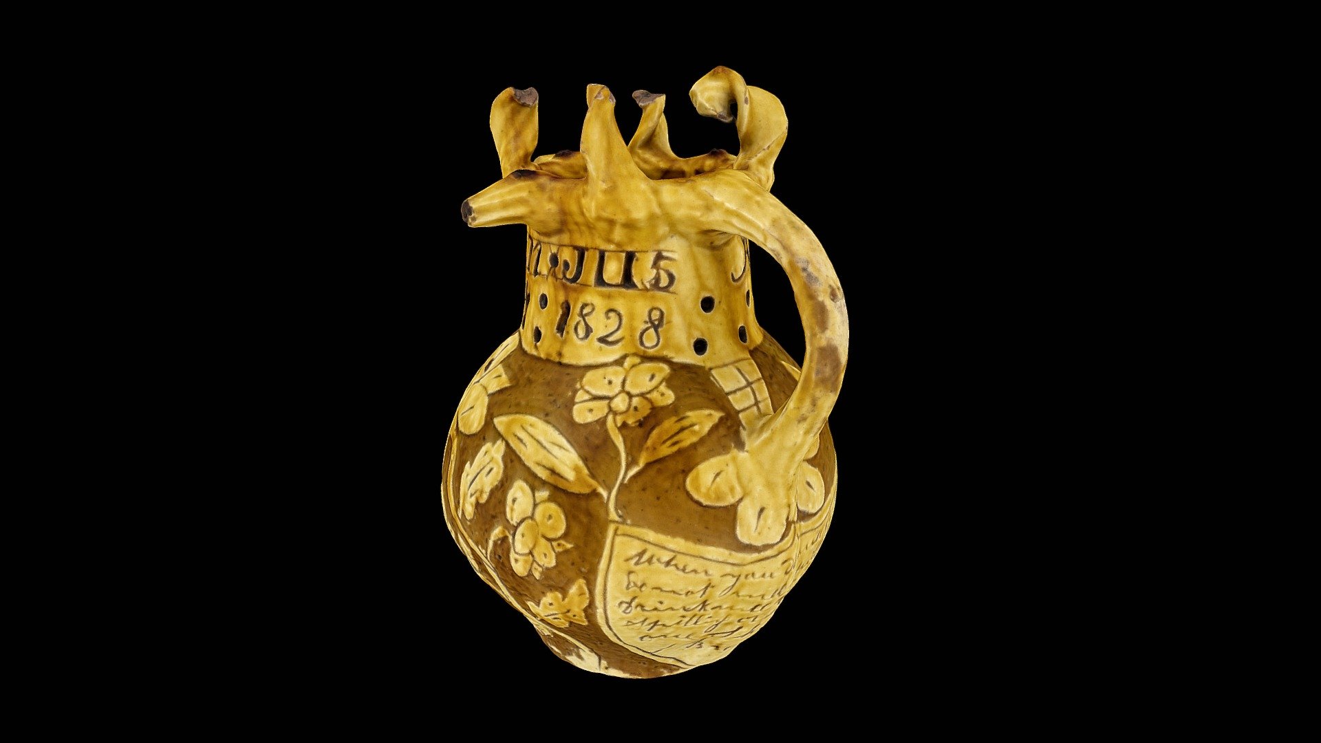 Burton Puzzle Jug, A Brannan 1828 — Sketchfab embed 3D viewer