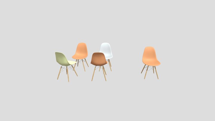 Simple Colour Chairs Office 3D Model
