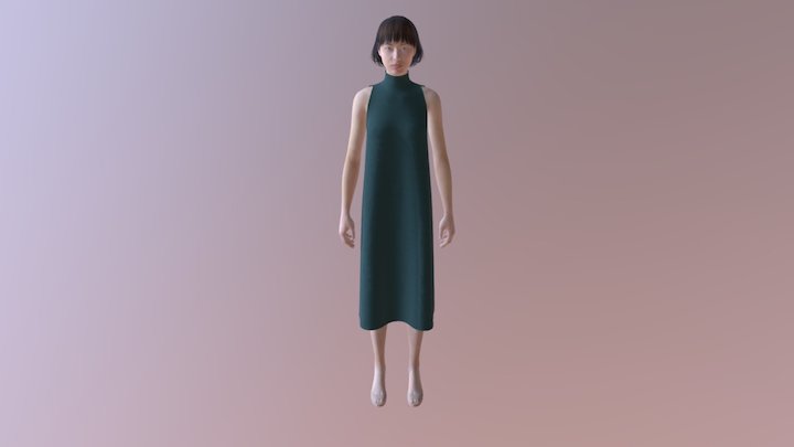 Model wearing A-line dress 3D Model