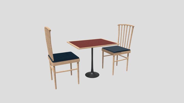 Valley View Mall Food Court Dining Set 3D Model
