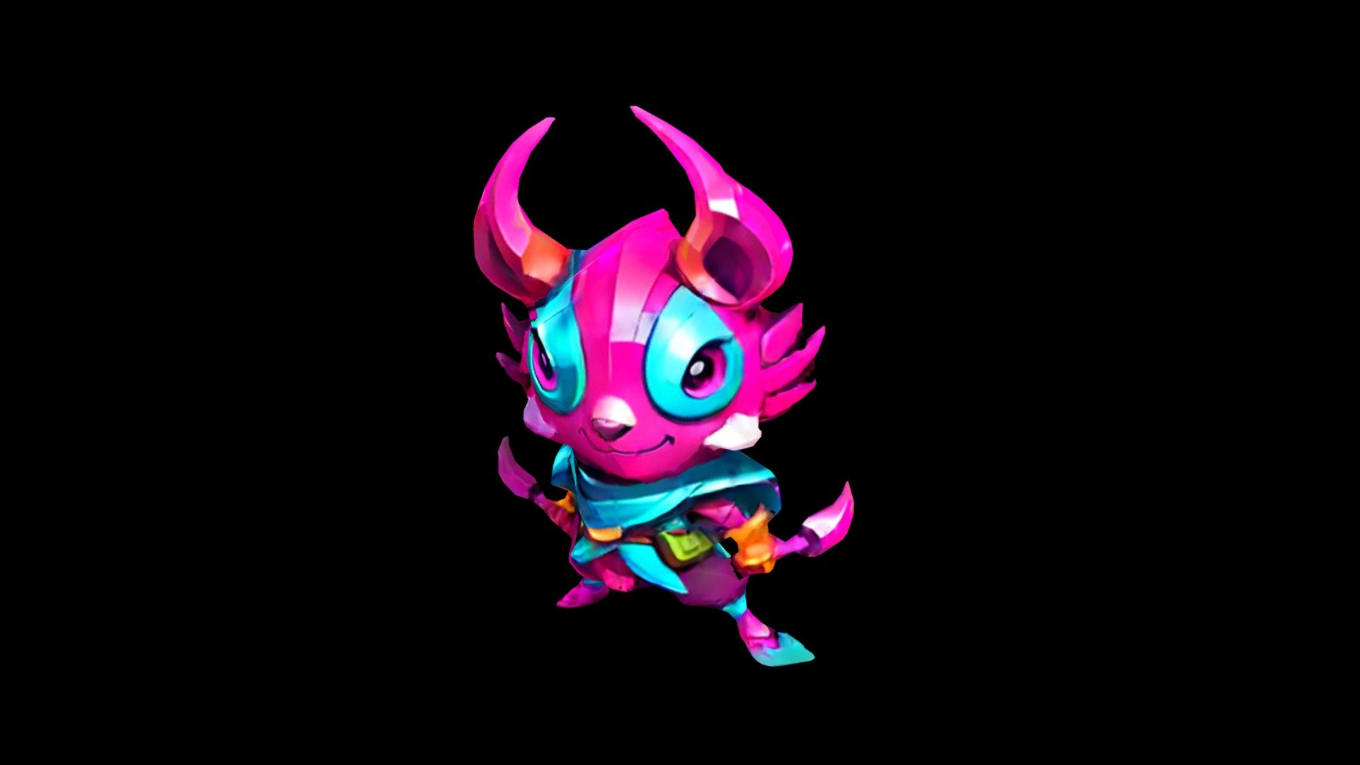 A cartoon creature with pink skin, turquoise acc - Download Free 3D ...