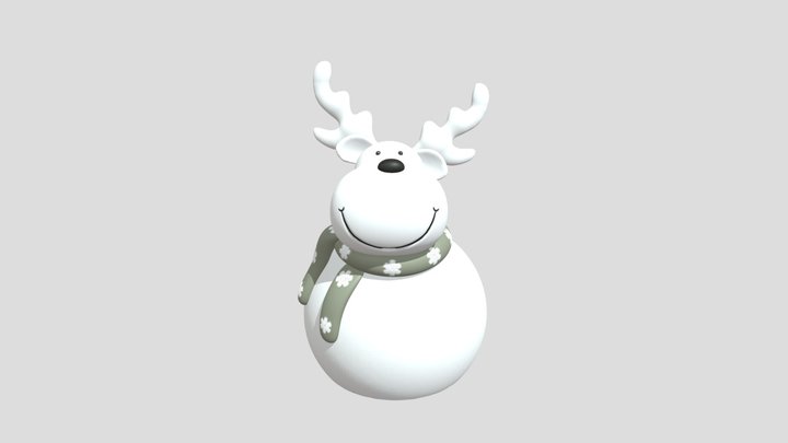Adorable Snowman Reindeer for Christmas Decor 3D Model