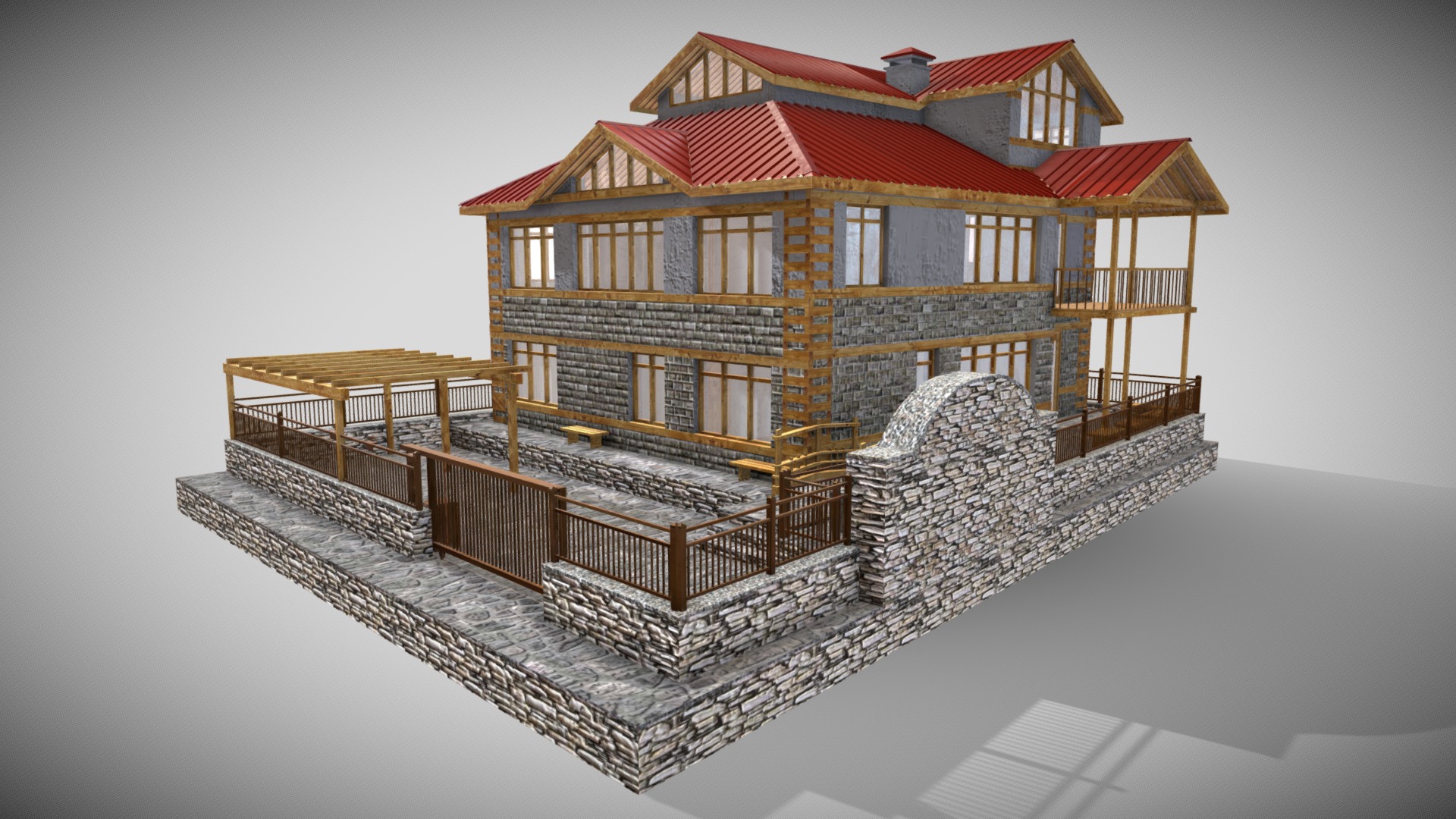 3D model Himachal House - This is a 3D model of the Himachal House. The 3D model is about engineering drawing.