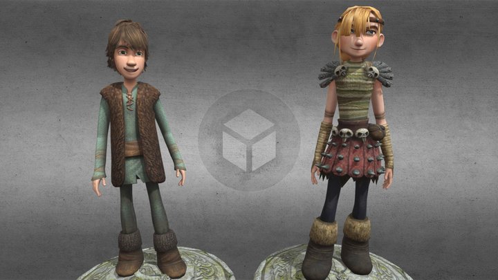 Hiccup and Astrid - XBOX 360 3D Model