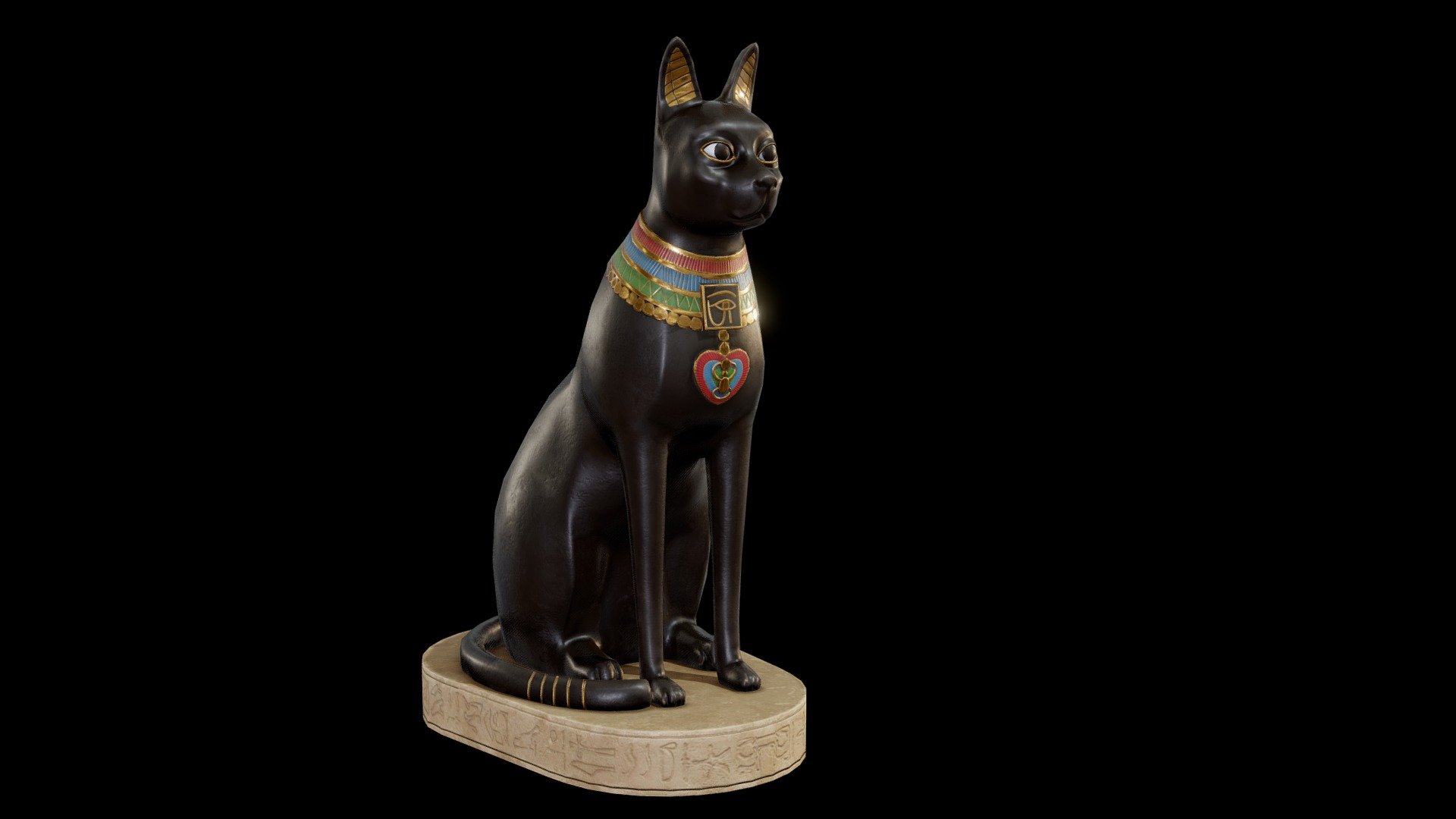 Egyptian Cat Statue Buy Royalty Free 3D model by