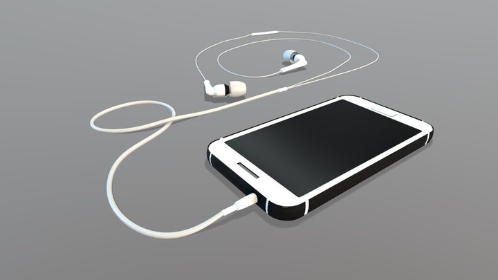 Phone And Headphones Set 3D Model