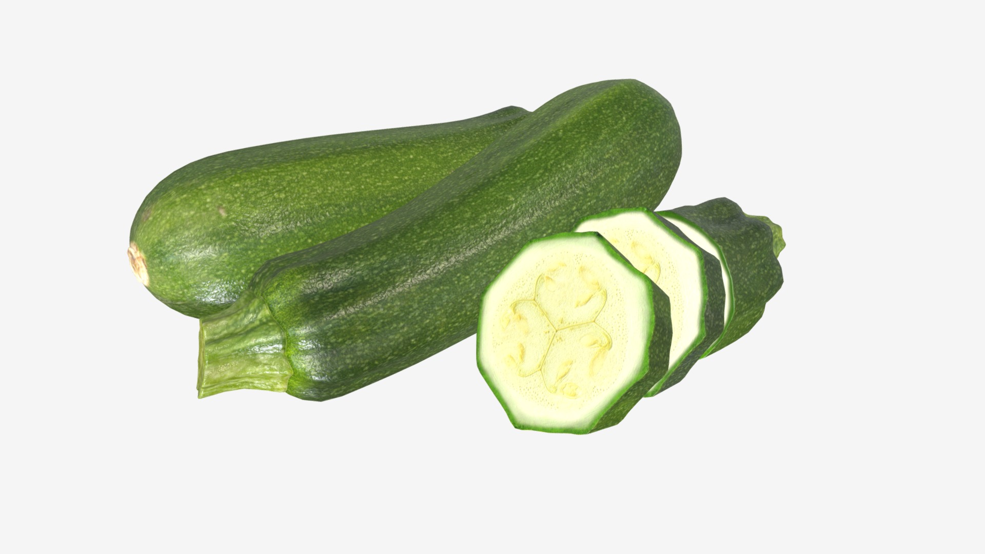3D model Zucchini - This is a 3D model of the Zucchini. The 3D model is about a cucumber cut in half.