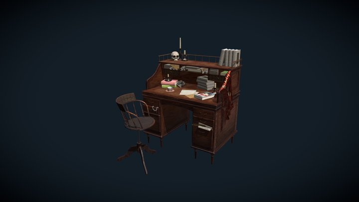 Antique Table and Chair 3D Model
