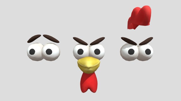 Angry Face And Scallop (Chicken Gun) 3D Model