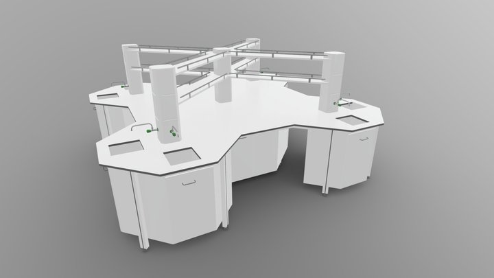 Hexagon Sicence Lab Table 3D Model