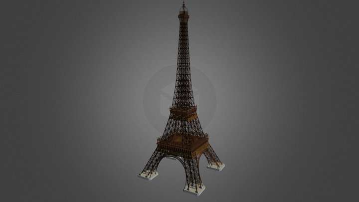 Eiffel tower with it's original design 3D Model