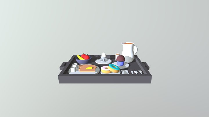 Continental Breakfast Tray 3D Model