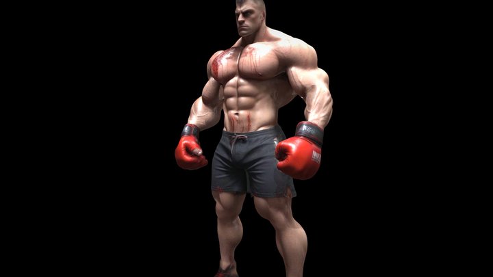 Muscular bodybuilder, Boxing, Fighter 3D Model