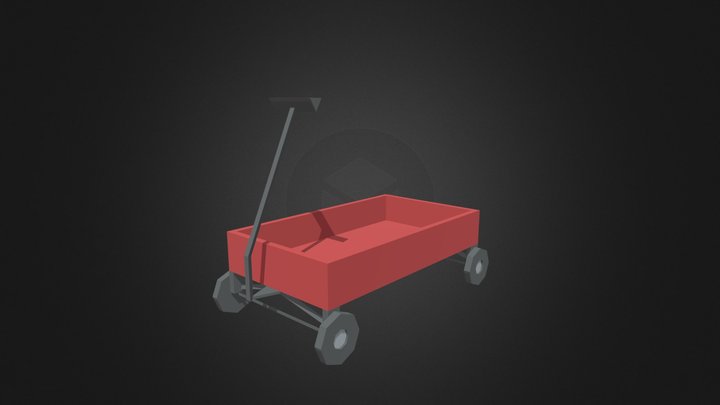 Low Poly Red Wagon 3D Model