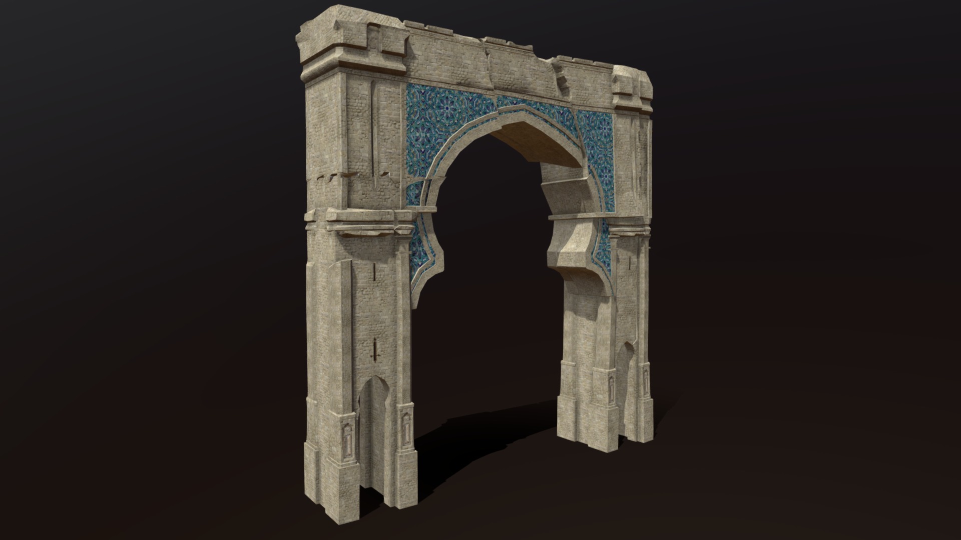 3D model Old Arc - This is a 3D model of the Old Arc. The 3D model is about a stone archway with a blue sky.