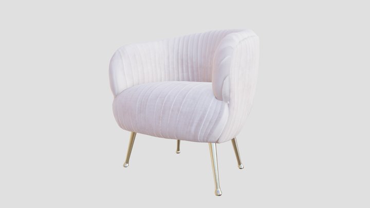 Pleated Velvet Chair Low 3D Model