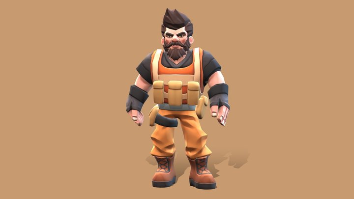 Game Ready Cartoon Military Character 3D Model