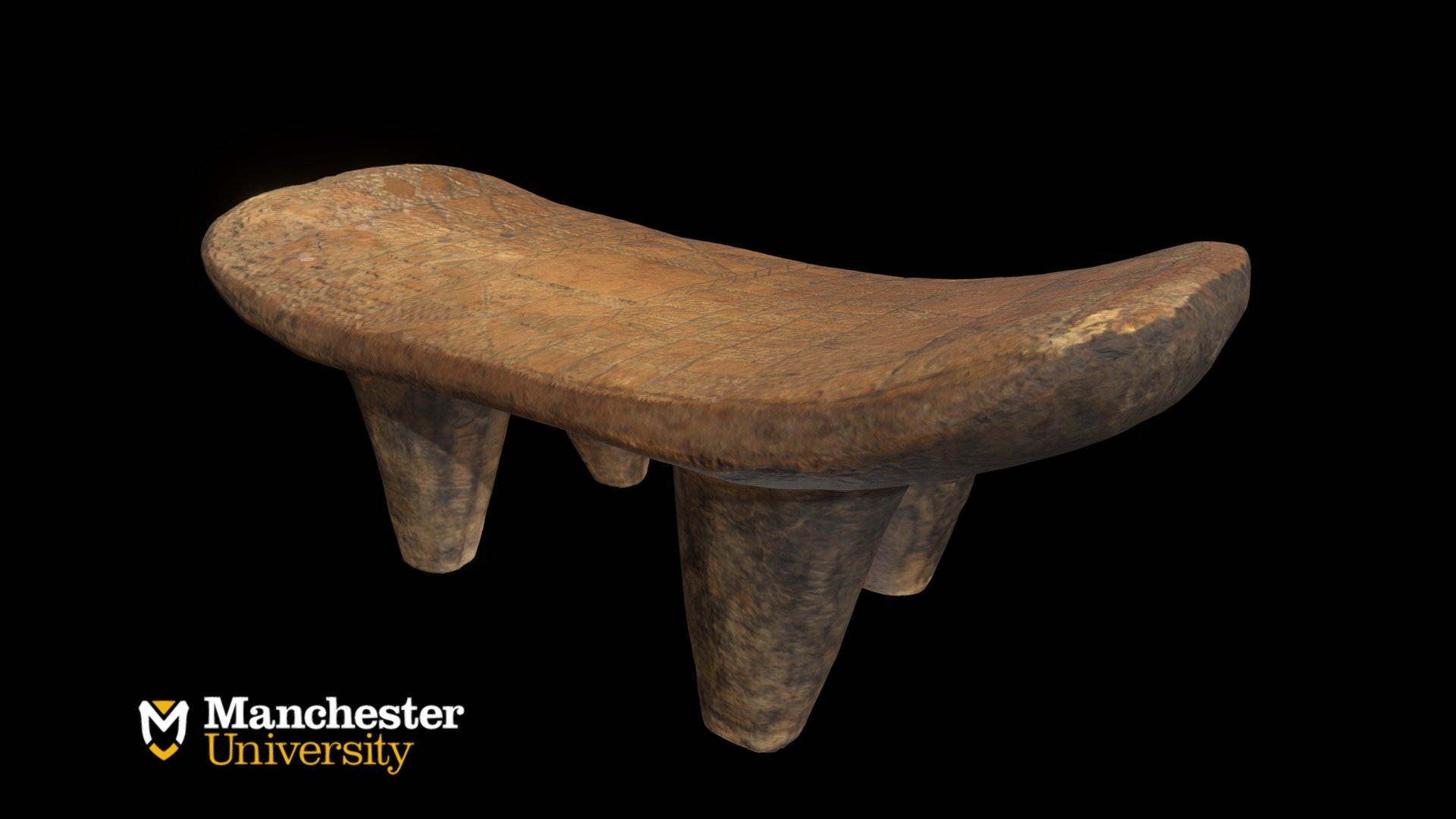 Wooden Stool with Incised Decoration