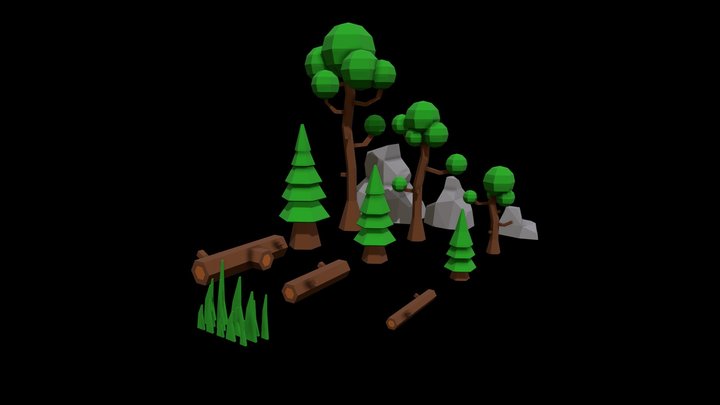 Low Poly Forest Asset Pack – Free 3D Model STL
