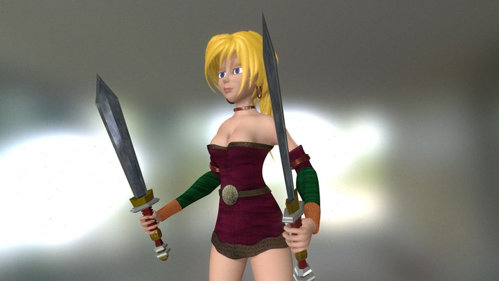 Fantasy Game Character Woman Warrior 3D Model