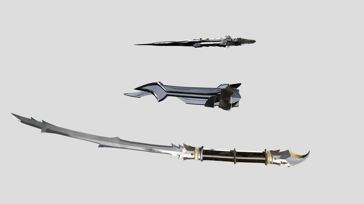 Scorpion's Katana with a Sheath and a Kunai 3D Model