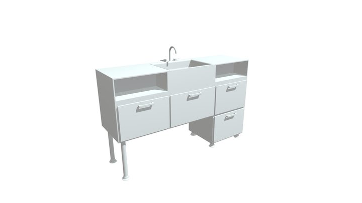 Dorm Counter With Sink [No Texture] 3D Model