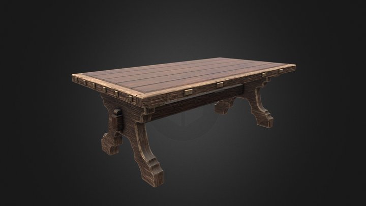Wooden Table (game ready asset) 3D Model