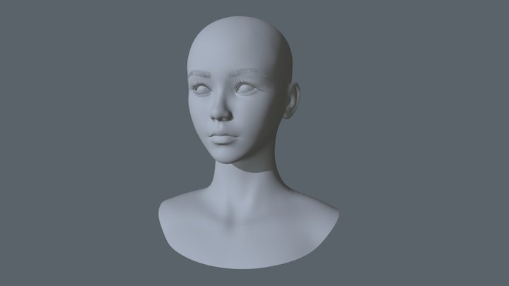 Asian Female Head Base Mesh Metahuman Topology 2 3D Model