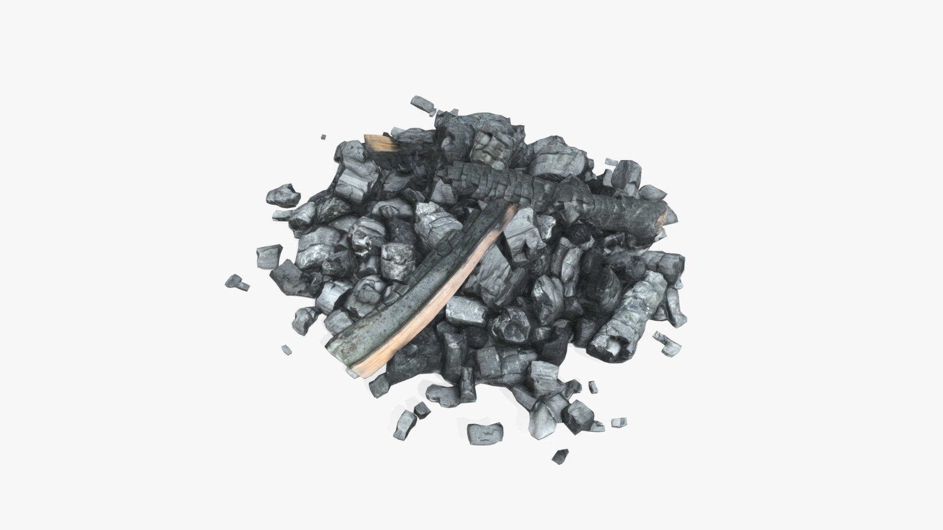 3D model Burned Logs and Ashes - This is a 3D model of the Burned Logs and Ashes. The 3D model is about a pile of metal.