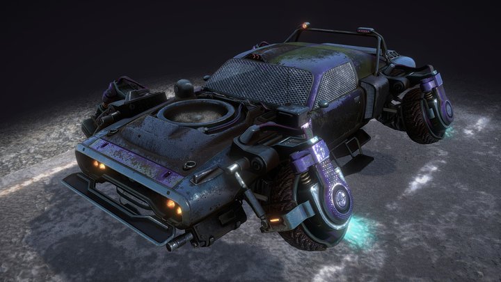 Muscle car cyber hovercraft concept 3D Model