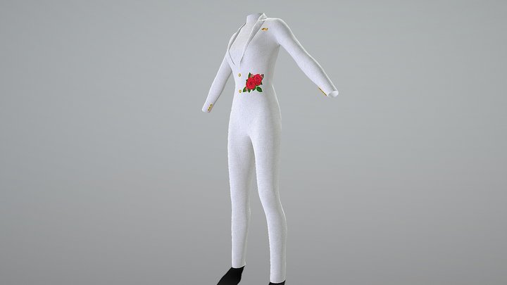 کت شلوار زنانه طرح گل سرخ 3D Model