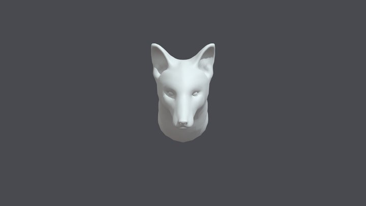 Fox Bust Game Resolution 3D Model