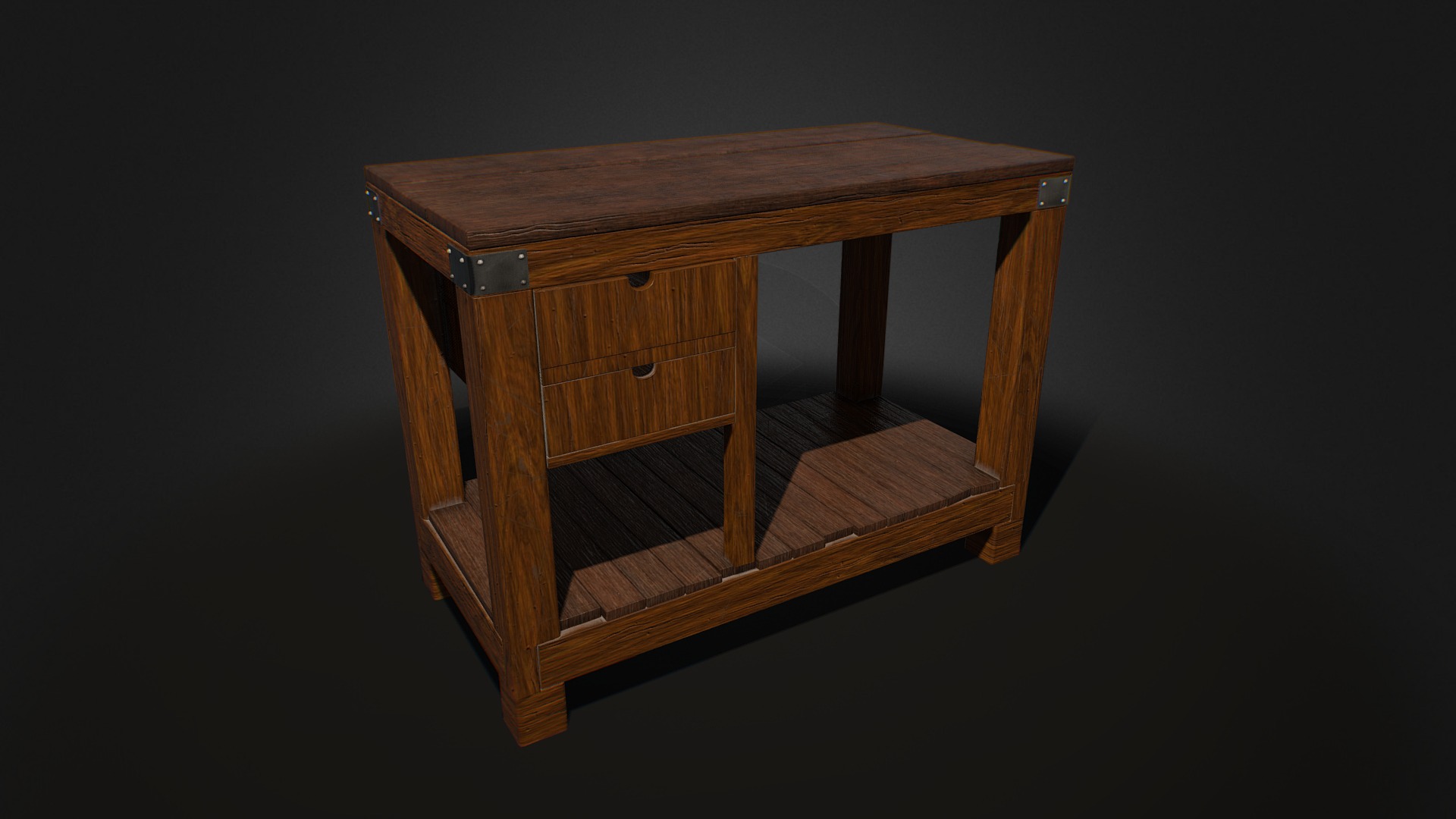 3D model Wooden Table - This is a 3D model of the Wooden Table. The 3D model is about a wooden table with drawers.