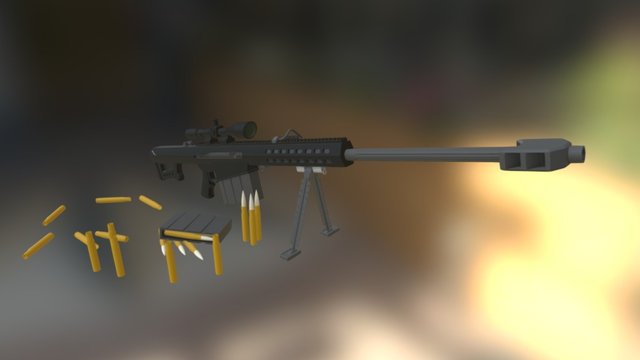 Military Sniper Rifle M82 Barrett 3D Model