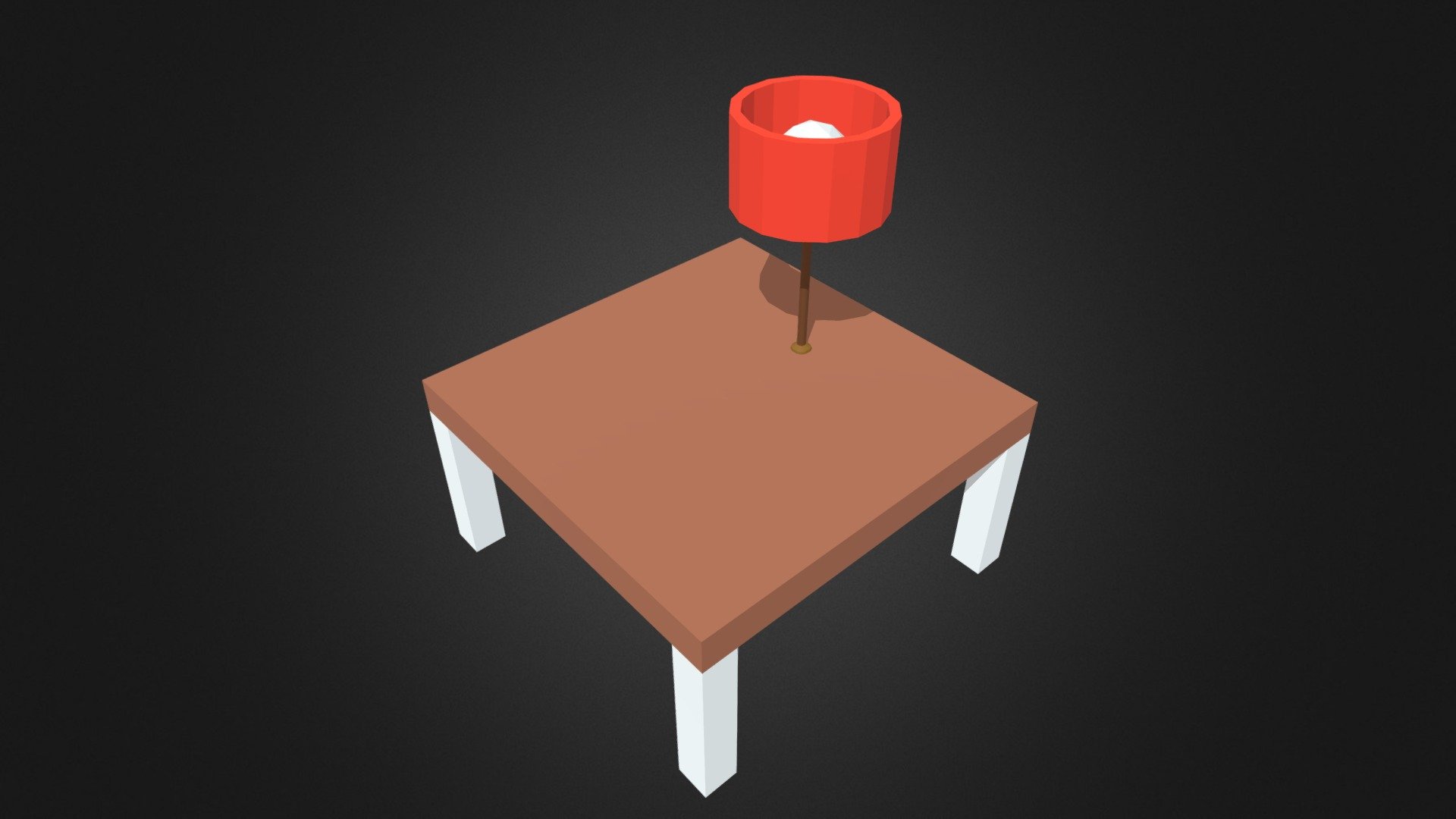 Table with Lampshade Low Poly