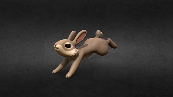 Handpainted Jumping Rabbit 3D Model