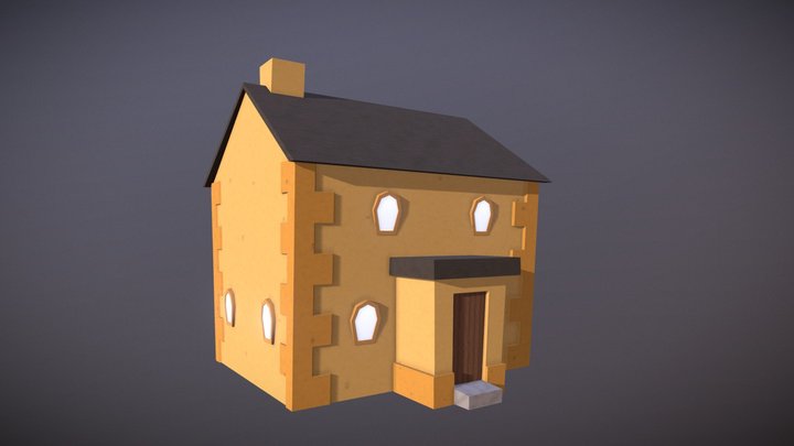 Low Poly Village House 3D Model