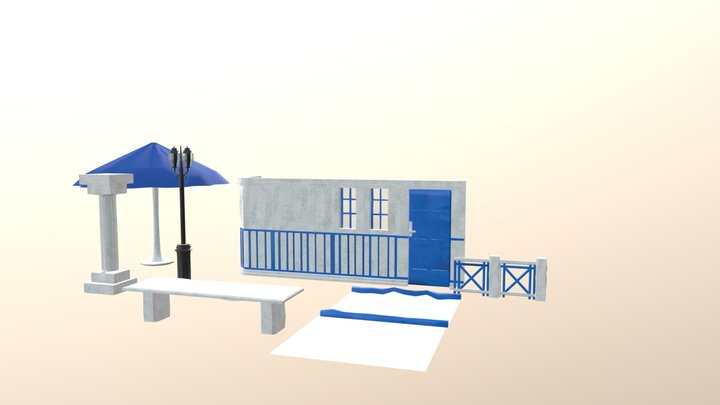 Santorini, Greece Modular Props 3D Model