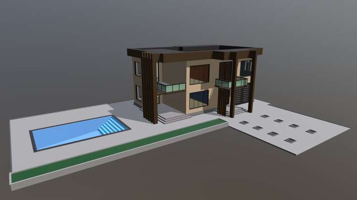 House With Pool 3D Model