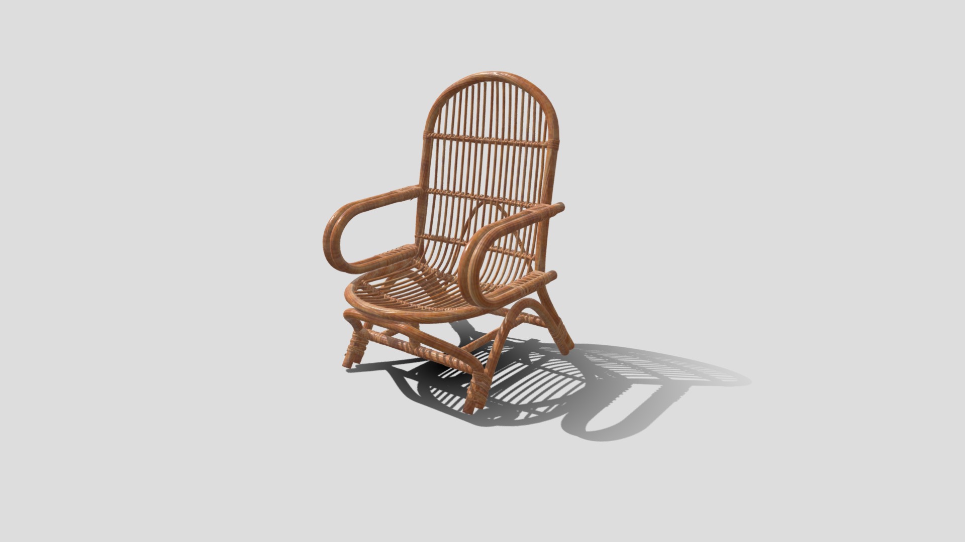 3D model Rattan Chair - This is a 3D model of the Rattan Chair. The 3D model is about a chair with a shadow.
