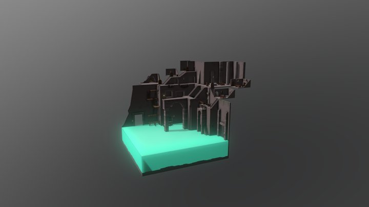 Voxel underground town 3D Model