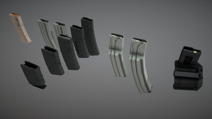 Low-Poly AR-15 magazines 3D Model
