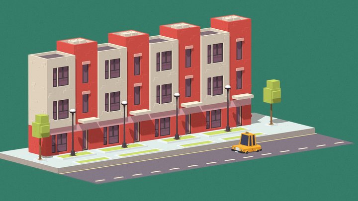 TAXI Rigged 3D Model