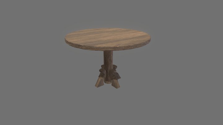 Small Rustic Wooden Table 3D Model