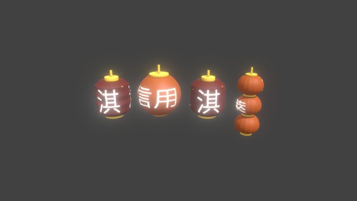 Asian Type Lanterns 3D Model