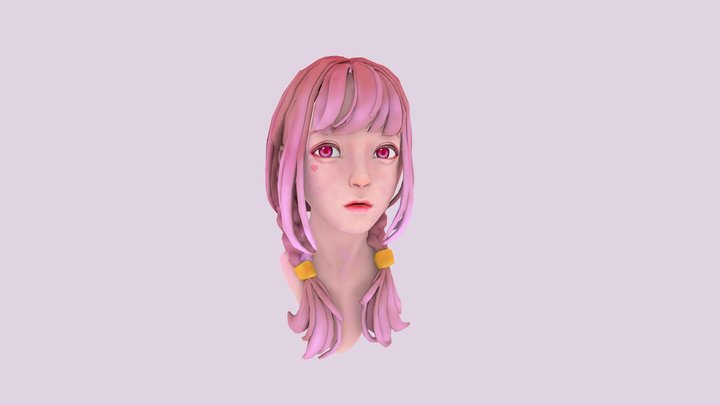 Lady Pink Head Sculpt 3D Model