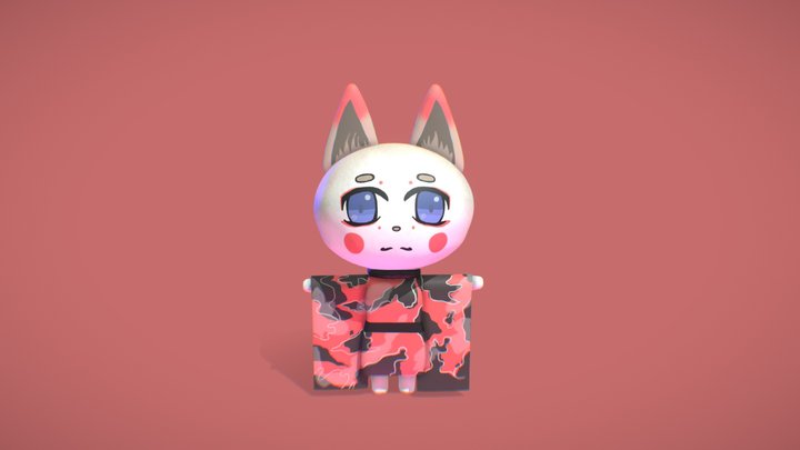 [Original character] Cat in kimono model 3D Model