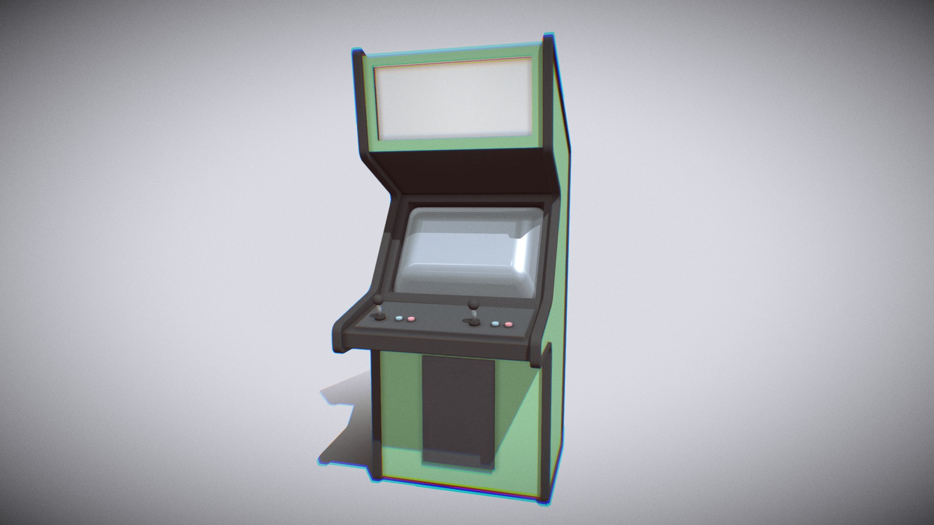3D model Retro arcade game – C4D HDRI G.I. - This is a 3D model of the Retro arcade game - C4D HDRI G.I.. The 3D model is about a green and white box.
